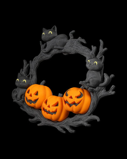 3D Printed Halloween Pumpkin Cat Wreath