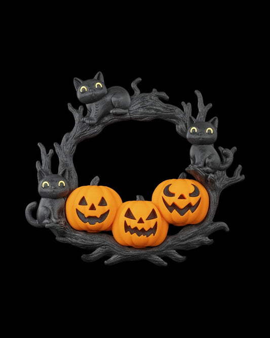 3D Printed Halloween Pumpkin Cat Wreath