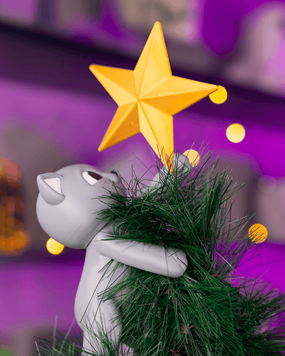 Meowy Christmas Tree Topper – Cat Reaching for the Star