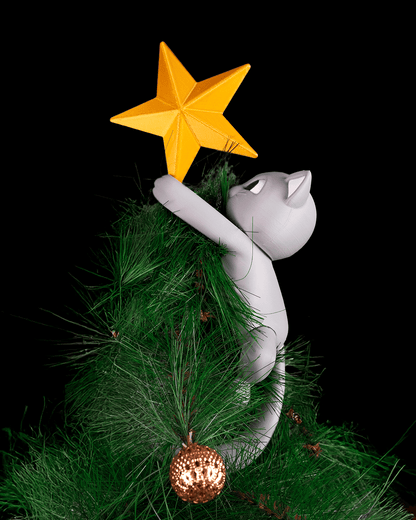 Meowy Christmas Tree Topper – Cat Reaching for the Star
