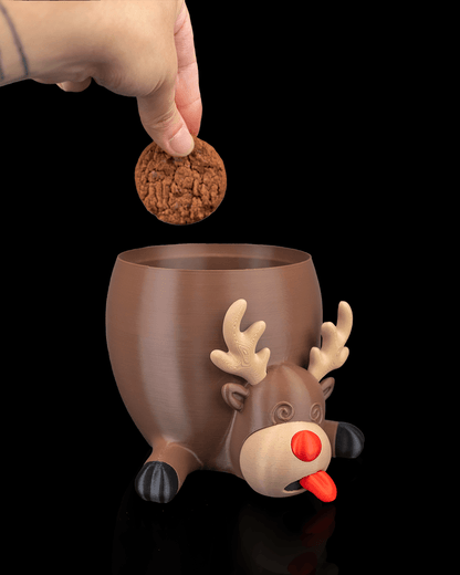 🎄 Reindeer Treat Container – Holiday Cookie Jar with Personality!