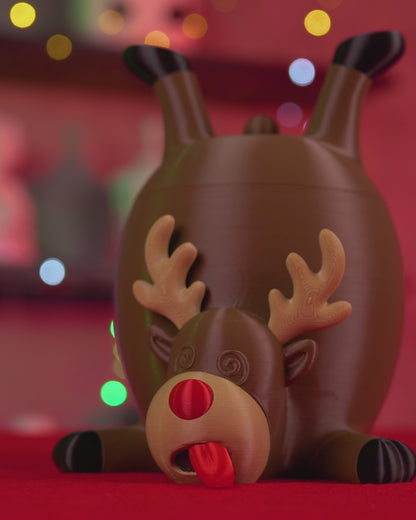 🎄 Reindeer Treat Container – Holiday Cookie Jar with Personality!