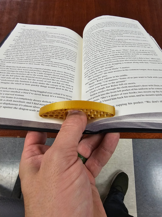 Honeycomb Thumb Page Holder — Comfort Grip Book Page Spreader (Lightweight Reader Gift)